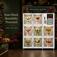 Distributeur Commercial de Fleurs Fraîches en Acier Inoxydable, Armoire Réfrigérée à 8 Casiers pour Bouquets, Gestion Basée sur le Cloud pour