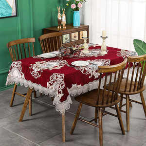 Mantel redondo blanco elegante francés estampado Floral técnica de ganchillo venta al por mayor poliéster mantel de boda cubierta de mesa ovalada - Product Image 6