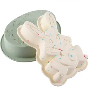 硅胶蛋糕模复活节恐龙蛋形状兔形蛋糕盘烘焙模