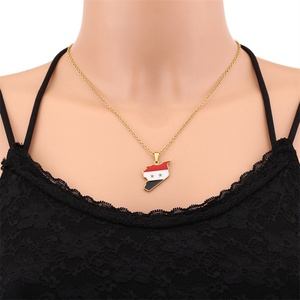 Collar con Mapa de Siria Personalizado de Acero Inoxidable de Alta Calidad, Colgante con Bandera Esmaltada, Superventas - Product Image 5