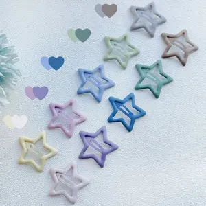 Morandi Cor Bebê Meninas e Crianças Estudantes Bonito e Doce Estrela de Cinco Pontos BB Clipe Colorido Matte Metal Star Hairpin