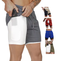 Shorts de sport à imprimé camouflage pour hommes, 2 en 1, avec doublure plus longue, de course à pied, Jogging, Gym et Fitness