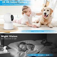 Caméra de sécurité intérieure 2K 3MP, caméra pour animaux de compagnie, caméras WiFi pour la sécurité à domicile, caméra de surveillance de sécurité