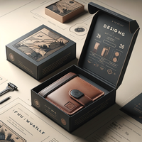 Boîte en carton rigide de luxe pour ensemble de portefeuilles pour hommes, personnalisable, recyclable, avec finition mate mystérieuse, pour emballage cadeau en gros