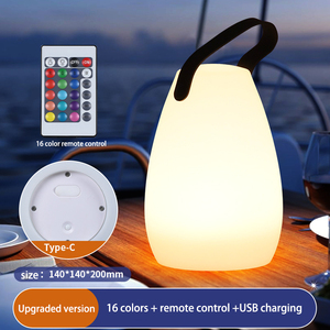 Lampe de nuit LED RGB portable avec poignée, télécommande, chargement USB, étanche IP65 pour extérieur, corps en PE, intensité réglable, garantie de 2 ans - Product Image 3