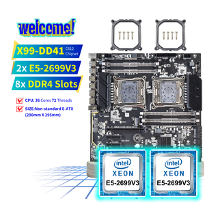NUEVO Kit de Placa Base para PC de Escritorio X99-DD41 E-ATX 8X DDR4 RAM, Combo Dual Intel <span class=keywords><strong>Xeon</strong></span> <span class=keywords><strong>E5</strong></span> 2699 V3, Placa Madre X99 con Doble CPU - Product Image 1