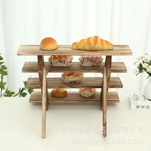 Wooden Dessert Display <b>Rack</b> 4 Layers Countertop Standing Type Natural Wood Color Home Bakery Showcase <b>Shelf</b> - Product Image 3