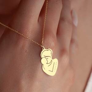 QIUHAN Collana Personalizzata OEM in Acciaio Inox con Incisione Nome Mamma e Bambino, Regalo per Neomamme - Product Image 1