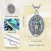 Pendentif Coquille d'Abalone Vierge Marie Notre-Dame de Guadalupe Merryshine, Amulette de Protection en Cuivre, Collier pour Homme avec Zircon Cubique