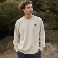 Sweat-shirt à col rond décontracté pour homme, personnalisé en gros, 14 oz, 58 % coton, 42 % polyester, en molleton, style streetwear, avec logo brodé
