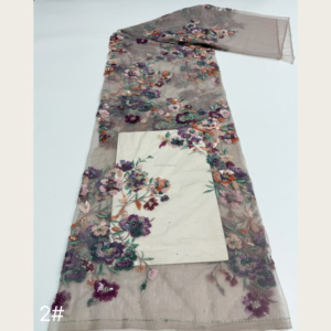Tissu en <span class=keywords><strong>tulle</strong></span> brodé de sequins et de perles florales en feuilles de palmier tropicales, écologique, 7 couleurs, pour accessoires de robes de mariée - Product Image 1