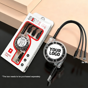 كابل بيانات تايب سي قابل للتمدد 3 في 1 جديد للشحن السريع 3 أمبير، مطبوع عليه شعار مخصص، هدية ترويجية للبيع بالجملة لهواتف أندرويد المحمولة - Product Image 2