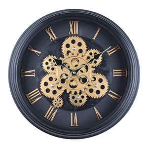38CM creativo dinamico ingranaggio orologio da salotto nordico retrò decorazione moderna americana grano di legno orologio all'ingrosso - Product Image 4