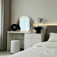 Coiffeuse de chambre à coucher avec miroir à bande LED, tiroir et armoire