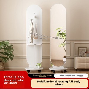Kính Đầy Đủ Chiều Dài Gương Áo Giá Với Tích Hợp Lưu Trữ Xoay Móc Áo Di Động Và Sàn Đứng Cho Phòng Ngủ Cho Khách Sạn - Product Image 5