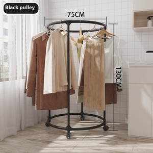 Bằng sáng chế mới sắt nghệ thuật đa chức năng một tầng tầng bánh xe xoay quần áo giá hiển thị đứng phòng khách khô kệ - Product Image 5