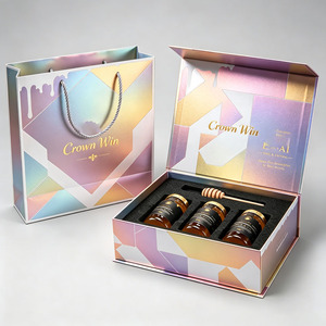 Custom Gold Stamp Logo for Certified 3-Hole Jar Honey <b>Box</b> Packaging for Sushi <b>Gift</b> Handbag - Product Image 3
