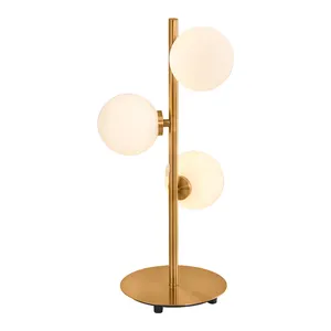 Post Modern Home Decoration Bedroom Bedside Fashion LED Table Lamp Milky Frosted Glass Lampshade Gold Luxury Plated Desk Lamp
