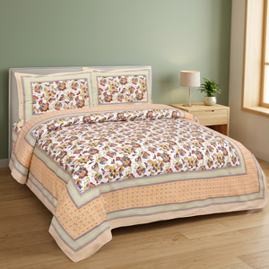 <b>Queen</b> <b>Size</b> 100% Cotton Bed <b>Sheet</b> Set Good Quality Hand Block Printed Luxury Hotel Home Textile Bedding Pillowcases Simple Style - Product Image 3