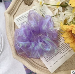 Ikat Rambut Wanita Musim Panas Bahan Mesh Berkilau Model Mermaid, Kuncir Kuda Elastis, Aksesoris Rambut Anak Perempuan, Scrunchies Organza Laser Reflektif - Product Image 6