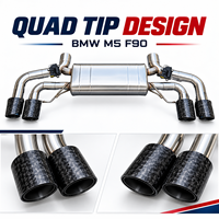 Système d'échappement arrière pour M5 F90 S63 4.4T (2018+) avec embouts quadruples en acier inoxydable poli miroir, épaisseur 1,5 mm, garantie 1 an