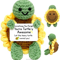 Adorables Objets Décoratifs Artisanaux en Crochet : Tortue Tournesol à l'Énergie Positive, Tricotée à la Main, pour une Ambiance Emotionnelle Créative