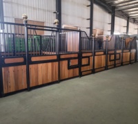 Abri préfabriqué pour chevaux avec boîte à chevaux à revêtement en poudre avec mangeoire en option