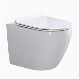 <span class=keywords><strong>Inodoro</strong></span> Moderno <span class=keywords><strong>Suspendido</strong></span> de Cerámica de Una Pieza con Sifón en P, Tapa de Cierre Lento, Taza sin Borde y Tanque Oculto - Product Image 6