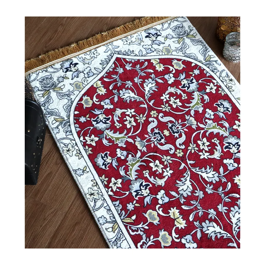 classical anti slip prayer rug Islam gifts prayer mat fringes both sides Muslim prayer folding mat
