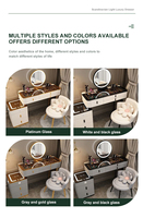 Coiffeuse en bois massif pour maquillage, éco-responsable, convertible, avec miroir éclairé et chargement sans fil, mobilier de chambre