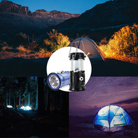 Lumière solaire de tente de camping d'extérieur, imperméable, pliable, portable, rechargeable, bon marché