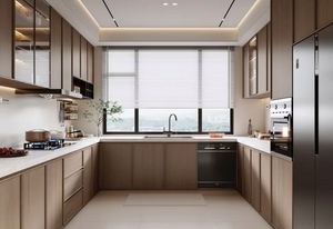 Conception de cuisines modernes personnalisées en mélamine à grain de bois laqué, peinture ouverte - Product Image 2