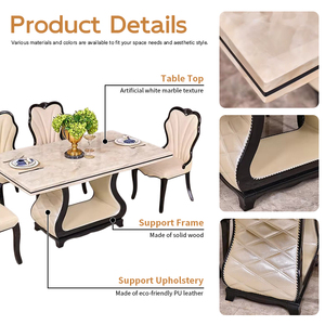Set da Pranzo <span class=keywords><strong>di</strong></span> Lusso Nordico Moderno Espandibile Salvaspazio Rettangolare in Marmo <span class=keywords><strong>Bianco</strong></span> e <span class=keywords><strong>Legno</strong></span> <span class=keywords><strong>di</strong></span> Quercia Rustico per 6 Persone - Product Image 2