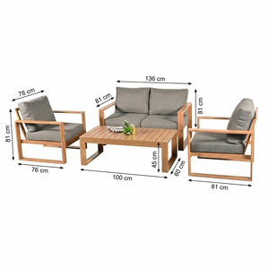 Set di Divani da Esterno Moderni <span class=keywords><strong>e</strong></span> Durevoli in Alluminio Ecologico Impermeabile con Cuscini <span class=keywords><strong>e</strong></span> Tavolino da Caffè per Giardino, Balcone, Cortile, Hotel, Parco - Product Image 5
