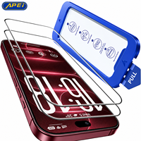 Pelindung Layar Kaca Tempered APEI 10h dengan Kit Pemasangan Mudah dan Baki Penghilang Debu Otomatis untuk iPhone 18~11 Pro Max