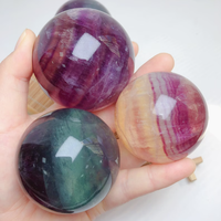 Sphère de Fluorite Naturelle Multicolore de Haute Qualité, Boule de Cristal Arc-en-ciel, Pierre Précieuse Guérisseuse pour Collectionneurs