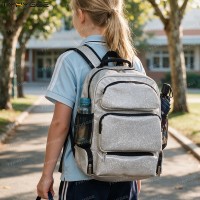 Mochila Brillante Impermeable Antirrobo para Niñas, con Logotipo Personalizado, Bolsillo para Lonchera y Correa para el Pecho (Capacidad de 20-36L)