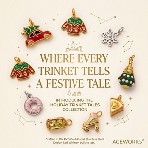 Cuentos de Adornos Navideños |   Colgante de Joyería Festiva de Acero Inoxidable con Baño de Oro PVD de 18K: Árbol de Navidad, Comida, Suéter, Adorno - Product Image 5