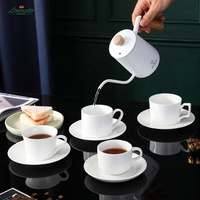 Tasses et soucoupes à café en porcelaine blanche unie, tasse à thé en céramique, mug pour le thé de l'après-midi, vente directe d'usine, vente en gros