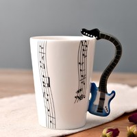 Tasse à musique en céramique 3D de dessin animé magique, tasse à lait, violon, tasse à café musicale, tasse créative