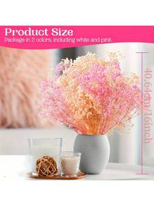 Ramo de Flores Secas de Gypsophila - 16 Pulgadas, 2800+ Flores Secas Blancas y Rosas, Ramas Naturales de Gypsophila para Bodas, <span class=keywords><strong>Jarrones</strong></span> de Mesa - Product Image 2