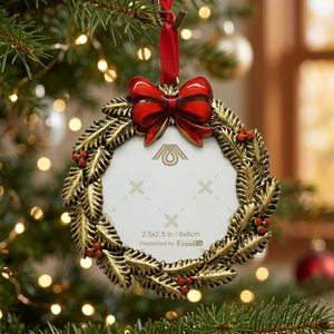 Ornement de Noël promotionnel décoratif en métal doré 2,5"x2,5" pour arbre et cadre photo de chaussette de Noël - Product Image 2