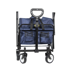 Folding <b>Trolley</b> With <b>4</b> <b>Wheels</b> Blue Fabric 82x43x73 Cm 60 Kg Capacity Camping Garden Use - Product Image 4