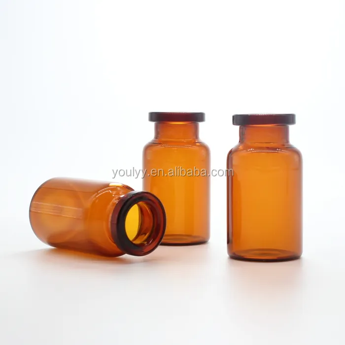 Wholesale USP Type I Clear Tubular Glass Vial with Caps and Rubber Stoppers