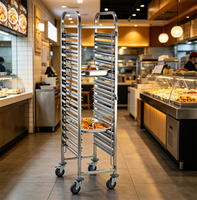 Chariot de service moderne en acier inoxydable et aluminium avec bac de refroidissement pour boulangerie, idéal pour l'équipement de cuisine rapide