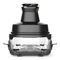Friteuse à air numérique 1500W, design moderne, carrée, en verre, 4L, antiadhésive, compatible lave-vaisselle, contrôle numérique, protection contre la surchauffe, sans huile, panier unique