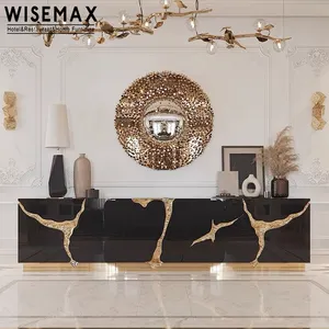 Мебель WISEMAX, итальянский роскошный дизайн, шкафы для гостиной черного и золотого цвета, домашний боковой шкаф из массива дерева для хранения и ТВ-шкаф