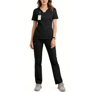 Tenue d'uniforme personnalisée avec logo, extensible 4 directions, ensemble 2 pièces col en V pour femmes et hommes avec poches, tenue d'infirmière unisexe pour hôpital, Sehe Fashion - Product Image 5