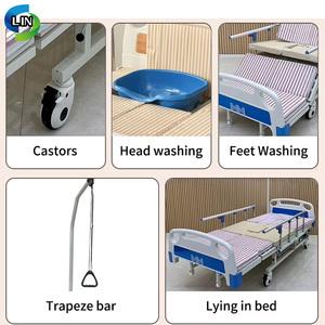 Manual Nursing Hospital <b>Bed</b> Adjustable Patient Care <b>Bed</b> With Castors <b>Sides</b> <b>Rails</b> Head Foot Washing Trapeze Bar - Product Image 6