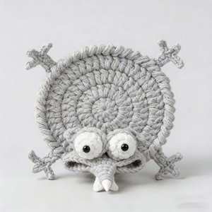Finished Handwoven Animal Cup Coaster Creative Handmade Knitted Funny Heat-Insulating Mat <b>Desk</b> Decoration - Product Image 1